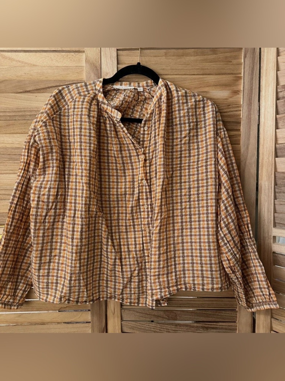 DOEN Scarlet Blouse Orange Meringue Plaid Top size XS - Picture 2 of 4